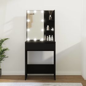 Dressing Table with LED Black 23.6"x15.7"x55.1"