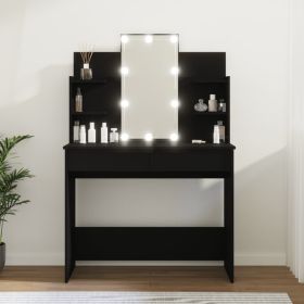 Dressing Table with LED Black 37.8"x15.7"x55.9"