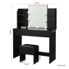 Modern Dressing table with 2 Drawers; 4 open shelves; Rectangular Makeup Table with Mirror; 10-lamp bulb; ; 42.52*15.75* 52.76inch; for Bedroom; Black