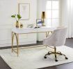 Lightmane Vanity Desk in White High Gloss &amp; Gold Finish AC00900