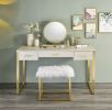 Myles Vanity Set w/USB Port; Antique White &amp; Champagne Finish AC00841