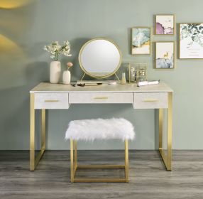 Myles Vanity Set w/USB Port; Antique White &amp; Champagne Finish AC00841