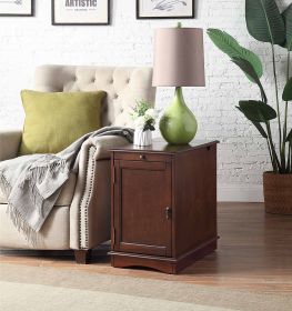Versatile Design 1pc Side Table Birch Veneer USB Outlet Nightstand Multifunctional Home Furniture