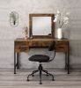 Juvanth Vanity Desk &amp; Mirror in Rustic Oak &amp; Black Finish 24267