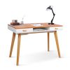 Wooden Vanity table Makeup Dressing Desk Writing Desk Computer Table with Solid Wood Top Panel