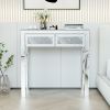 Mirrored Desk Vanity Makeup Table with Crystal Diamond; Mirror; MDF Dressing Table with 2 Drawer Vanity Desk for Women Girls Home Office