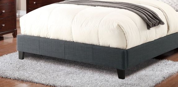 Modern Gorgeous Blue Grey Polyfiber Tufted Full Size Bed 1pc Bedframe Upholstered Headboard Bedroom Furniture wooden Plywood