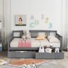 Full Size Daybed Wood Bed with Two Drawers; Gray(OLD SKU:LP000058AAE)