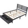 Full Size Platform Bed with Drawers; Gray