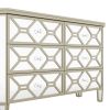 Elegant Mirrored 6-Drawer Dresser with Golden Lines for Living Room; Bedroom