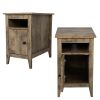 Set of 2 Wood Side Table;  Narrow End Table with Cabinet and Shelf;  2-Tier Nightstand for Small Space