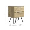 Mansfield 2-Drawer Rectangle Nightstand Light Oak