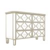 Elegant Mirrored 6-Drawer Dresser with Golden Lines for Living Room; Bedroom