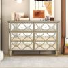 Elegant Mirrored 6-Drawer Dresser with Golden Lines for Living Room; Bedroom