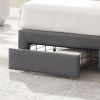 Queen Size Storage Bed Linen Upholstered Platform Bed with a 2 Drawers (Grey)