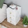Glass Nightstand; Marble Nightstand with 3 Drawers; Side Table for Bedroom; Living Room(Tempered Glass)