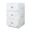 Glass Nightstand; Marble Nightstand with 3 Drawers; Side Table for Bedroom; Living Room(Tempered Glass)