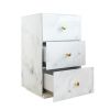 Glass Nightstand; Marble Nightstand with 3 Drawers; Side Table for Bedroom; Living Room(Tempered Glass)