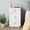 Glass Nightstand; Marble Nightstand with 3 Drawers; Side Table for Bedroom; Living Room(Tempered Glass)
