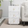 Glass Nightstand; Marble Nightstand with 3 Drawers; Side Table for Bedroom; Living Room(Tempered Glass)