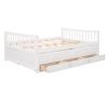 Full size Daybed with Twin size Trundle and Drawers; Full Size; White
