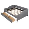 Upholstered daybed with Two Drawers; Wood Slat Support; Gray; Full Size(OLD SKU :LP001111AAE)