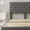 Queen Size Storage Bed Linen Upholstered Platform Bed with a 2 Drawers (Grey)