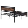 Metal and Wood Bed Frame with Headboard and Footboard ; Full Size Platform Bed ; No Box Spring Needed; Easy to Assemble(BLACK)