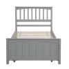 Twin size Platform Bed with Trundle; Gray