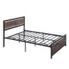 Metal and Wood Bed Frame with Headboard and Footboard ; Full Size Platform Bed ; No Box Spring Needed; Easy to Assemble(BLACK)