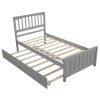 Twin size Platform Bed with Trundle; Gray