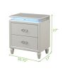 Perla LED Night Stand Made with Wood in Milky White