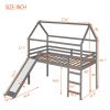 Twin Loft Bed with Slide; House Bed with Slide; Gray(OLD SKU :WF286245AAE)