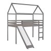 Twin Loft Bed with Slide; House Bed with Slide; Gray(OLD SKU :WF286245AAE)