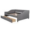 Upholstered daybed with Two Drawers; Wood Slat Support; Gray; Full Size(OLD SKU :LP001111AAE)
