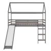 Twin Loft Bed with Slide; House Bed with Slide; Gray(OLD SKU :WF286245AAE)
