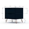 Manhattan Comfort Rockefeller 2.0 Mid-Century- Modern Nightstand with 2-Drawer in Tatiana Midnight Blue