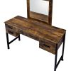 Juvanth Vanity Desk &amp; Mirror in Rustic Oak &amp; Black Finish 24267
