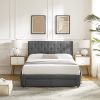 Queen Size Storage Bed Linen Upholstered Platform Bed with a 2 Drawers (Grey)