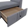 Upholstered Wooden Storage Ottoman Bench with 2 Drawers For Bedroom; Fully Assembled Except Legs and Handles; Gray