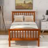 Wood Platform Bed with Headboard and Footboard (Oak)