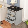 Nightstand with 3 Drawers and USB Charging Ports; Living Room; Bedroom; Gray