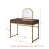 Coleen Vanity Desk w/Mirror &amp; Jewelry Tray in Walnut &amp; Gold Finish AC00670
