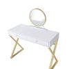 Coleen Vanity Desk w/Mirror &amp; Jewelry Tray in White &amp; Gold Finish AC00667