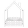 (Slats are not included) Full Size Wood Bed House Bed Frame with Fence; for Kids; Teens; Girls; Boys (White )(OLD SKU:WF281294AAK)