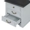 Nightstand with 3 Drawers and USB Charging Ports; Living Room; Bedroom; Gray