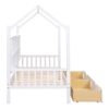 Wooden Twin Size House Bed with 2 Drawers; Kids Bed with Storage Shelf; White