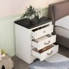 Nightstand with 3 Drawers and USB Charging Ports; Living Room; Bedroom; Beige