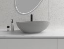 Egg shape Concrete Vessel Bathroom Sink in Grey