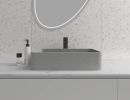 Square Concrete Vessel Bathroom Sink in Grey